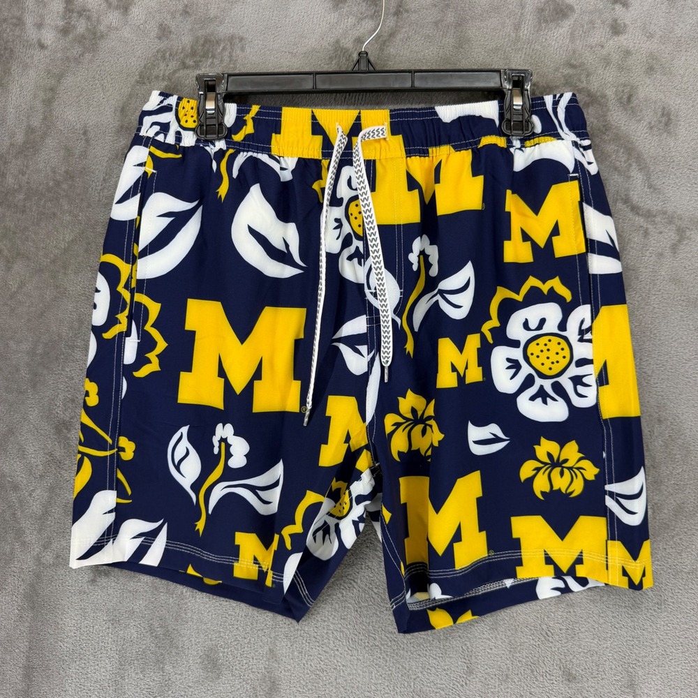 Wes‎ and Willy Michigan Wolverines Floral Volley Swim Shorts Midnight 1846MIC M